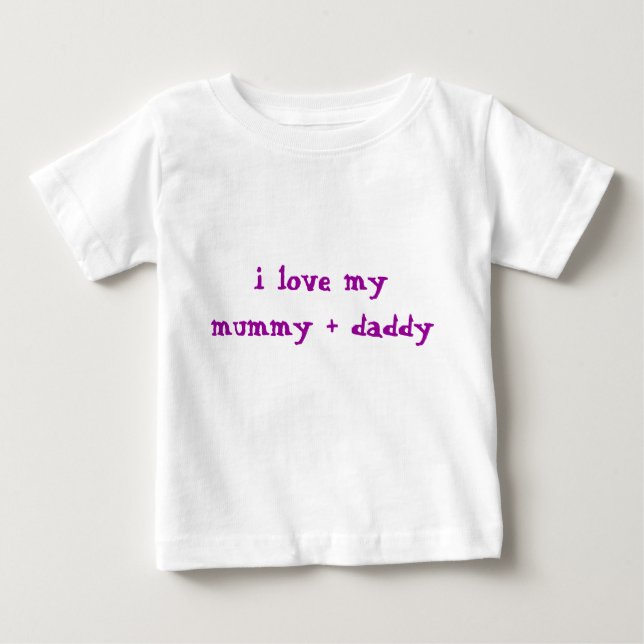 T-shirt Pour Bébé j'aime ma maman + papa (Devant)