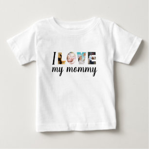 T-shirt Pour Bébé J'aime ma maman personnalisées lettres photo blanc