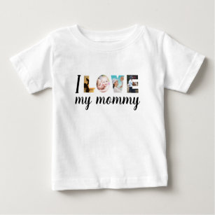T-shirt Pour Bébé J'aime ma maman personnalisées lettres photo blanc