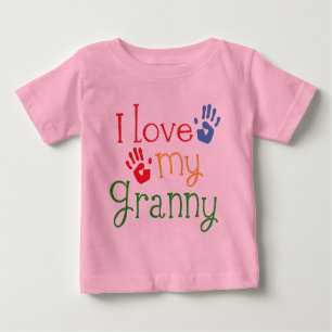 T-shirt Pour Bébé J'aime ma mamie Handprints