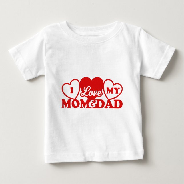 T-shirt Pour Bébé J'aime ma mère et mon père (Devant)