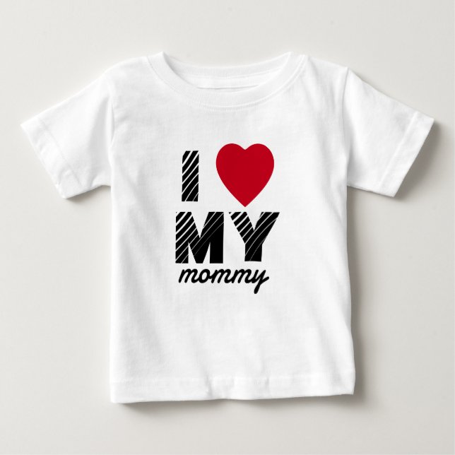 T-shirt Pour Bébé J'Aime Ma Mignonne Maman (Devant)