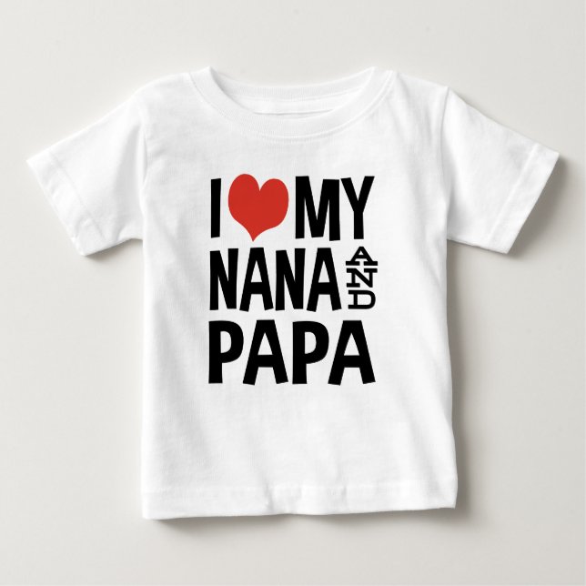 T-shirt Pour Bébé J'Aime Ma Nana Et Mon Papa (Devant)