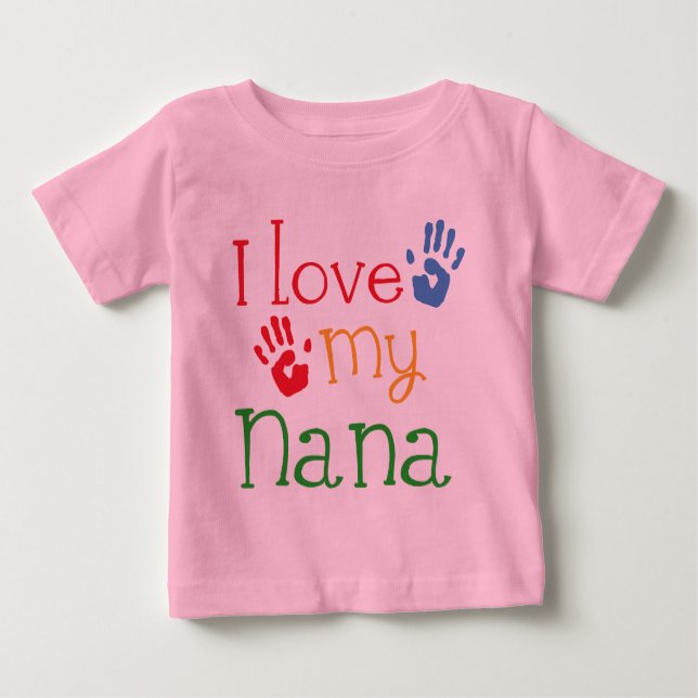 T-shirt Pour Bébé J'aime ma Nana Handprints (Devant)