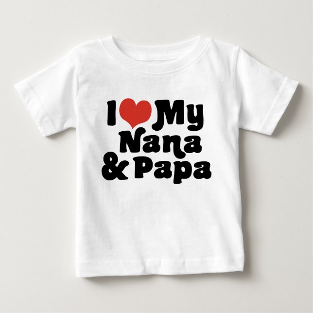 T-shirt Pour Bébé J'aime ma Nana & Papa (Devant)