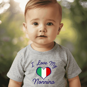 T-shirt Pour Bébé J'aime ma Nonnina avec un cœur au drapeau italien