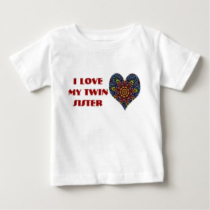 T-shirt Pour Bébé J'aime ma soeur jumelle, chemise d'enfant en bas