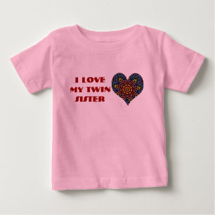 T-shirt Pour Bébé J'aime ma soeur jumelle, chemise pour tout-petits