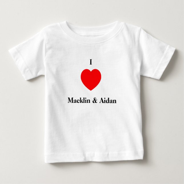 T-shirt Pour Bébé J'aime Macklin et Aidan (Devant)