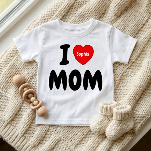 T-shirt Pour Bébé J'AIME MAMAN (Texte personnalisé / Cadeau nominati