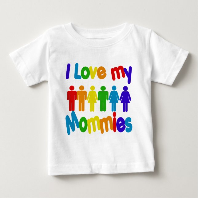 T-shirt Pour Bébé J'aime mes mamans (Devant)