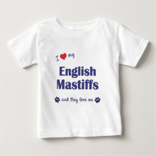 T-shirt Pour Bébé J'aime mes mastiff anglais (les chiens multiples)