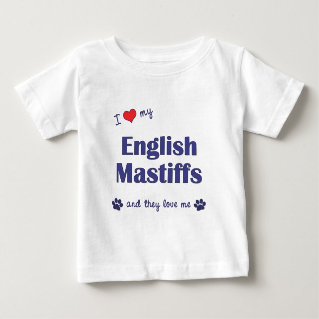 T-shirt Pour Bébé J'aime mes mastiff anglais (les chiens multiples) (Devant)