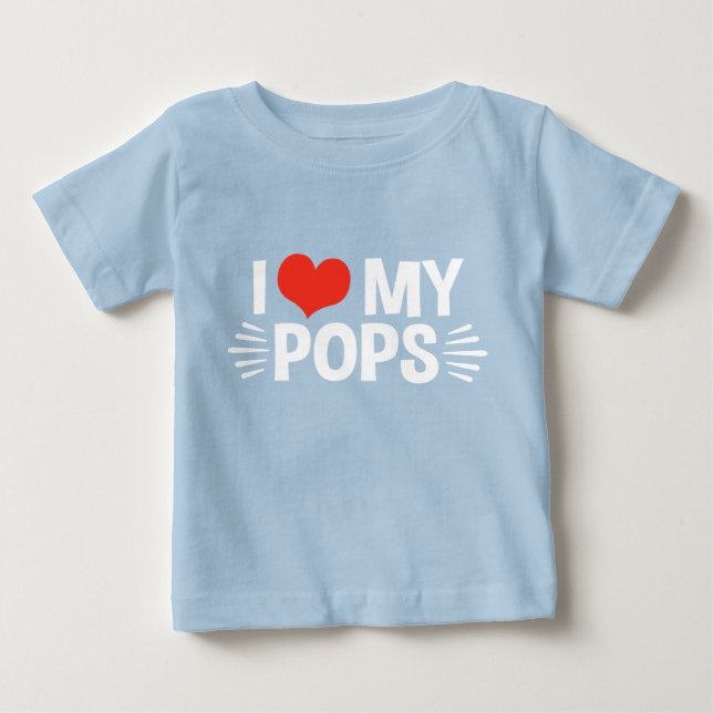 T-shirt Pour Bébé J'Aime Mes Pops (Devant)