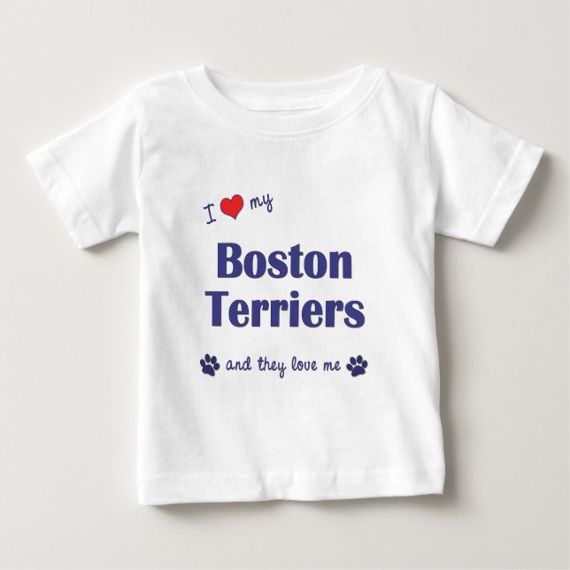 T-shirt Pour Bébé J'aime mes terriers de Boston (les chiens (Devant)