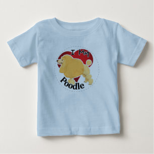 T-shirt Pour Bébé J'aime mon chien de caniche drôle et mignon