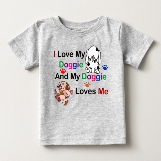 T-shirt Pour Bébé J'Aime Mon Doggie Toddler Tee (Devant)