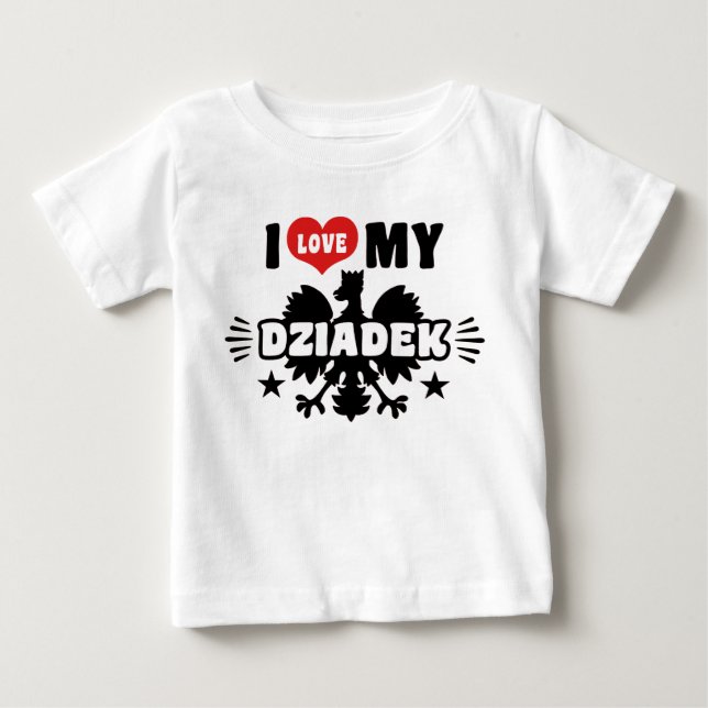 T-shirt Pour Bébé J'Aime Mon Dziadek (Devant)