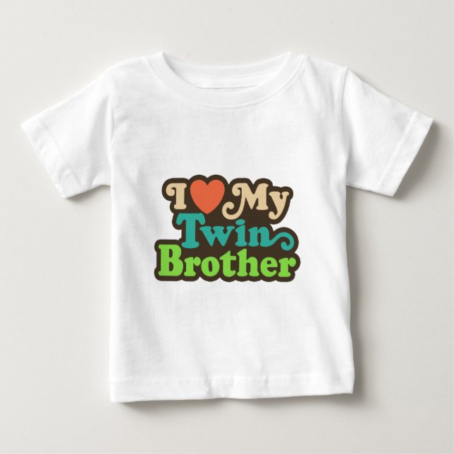 T-shirt Pour Bébé J'Aime Mon Frère Twin (Devant)