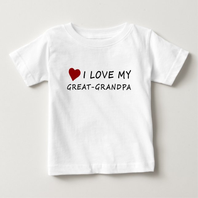 T-shirt Pour Bébé J'aime mon Grand-Grand-papa avec le coeur (Devant)