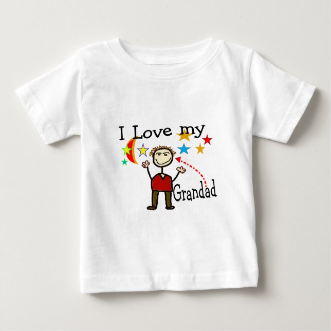 T-shirt Pour Bébé J'Aime Mon Grand Père (Devant)