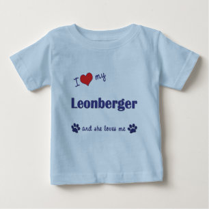 T-shirt Pour Bébé J'aime mon Leonberger (le chien femelle)