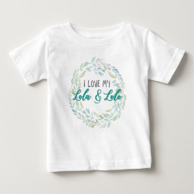 T-shirt Pour Bébé J'aime mon Lola et guirlande de Lolo (Devant)