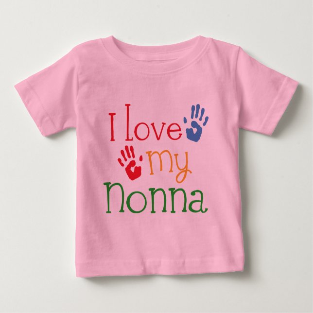 T-shirt Pour Bébé J'aime mon Nonna Handprints (Devant)