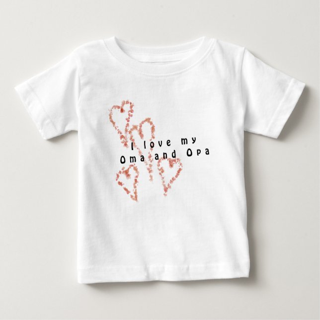T-shirt Pour Bébé J'aime mon Oma et mon Opa (Devant)