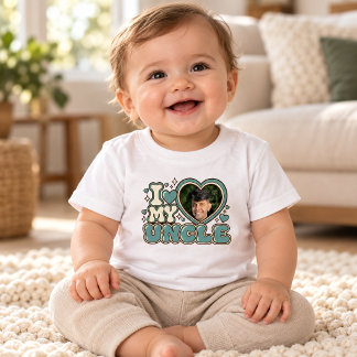 T-shirt Pour Bébé J'aime mon oncle Photo personnalisé