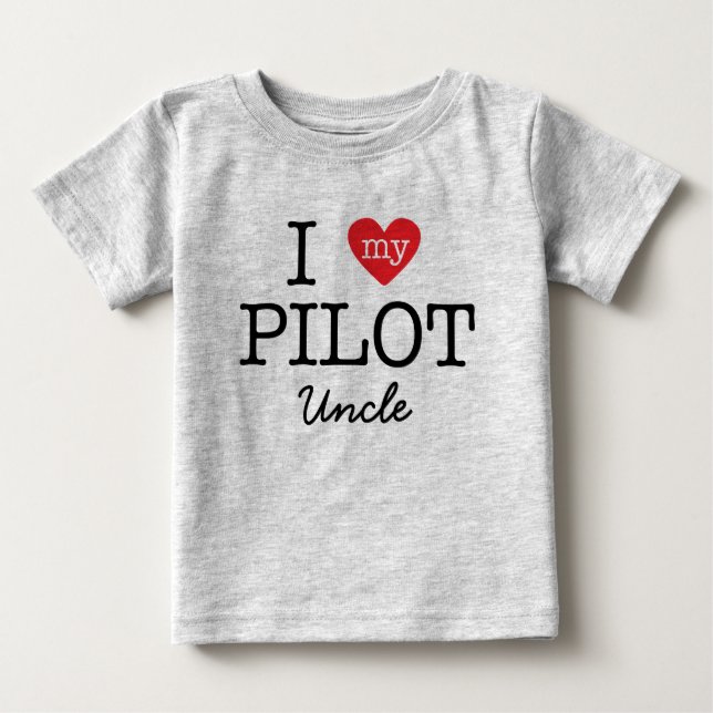 T-shirt Pour Bébé J'aime mon oncle pilote (Devant)