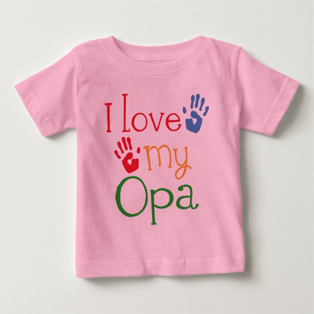 T-shirt Pour Bébé J'aime mon Opa (Handprints) (Devant)