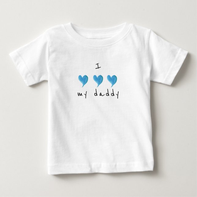 T-shirt Pour Bébé J'Aime Mon Papa Coeur Bleu (Devant)