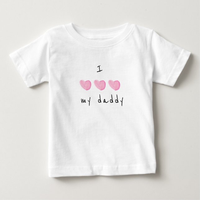 T-shirt Pour Bébé J'Aime Mon Papa Coeur Rose (Devant)