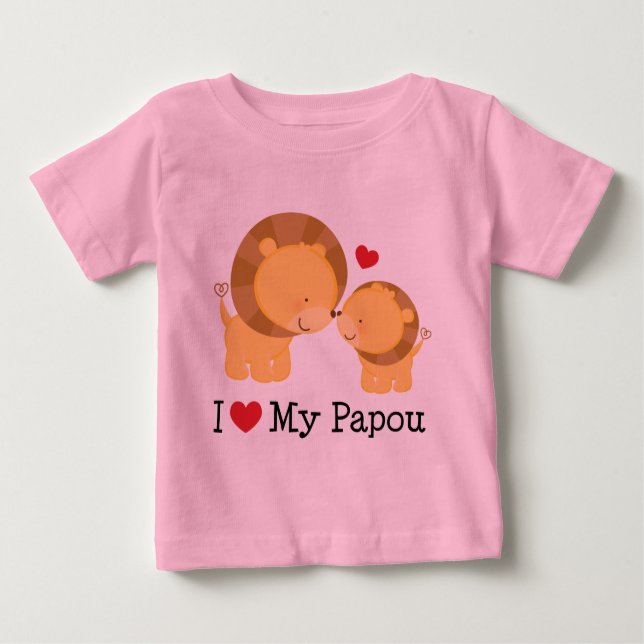 T-shirt Pour Bébé J'aime mon Papou (Devant)