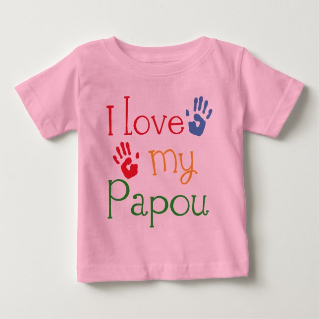 T-shirt Pour Bébé J'aime mon Papou (Handprints) (Devant)
