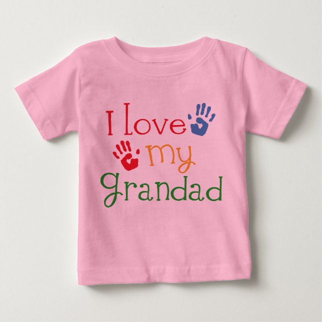 T-shirt Pour Bébé J'aime mon papy (Handprints) (Devant)