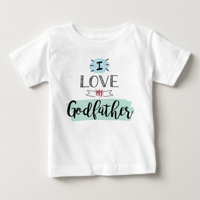 T-shirt Pour Bébé J'Aime Mon Parrain Mignonne (Devant)