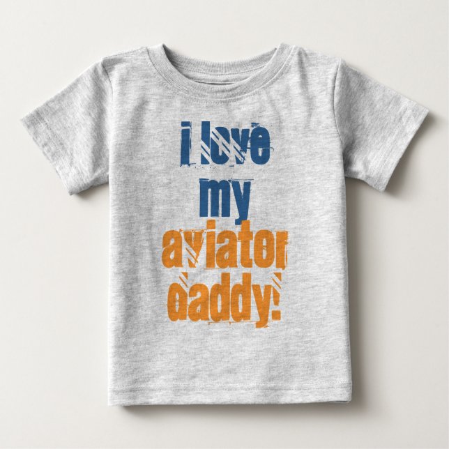 T-shirt Pour Bébé J'aime mon père aviateur (Devant)