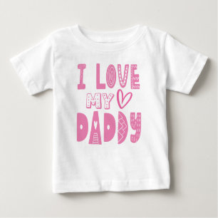 T-shirt Pour Bébé J'Aime Mon Père Coeur Typographie Rose
