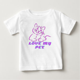 T-SHIRT POUR BÉBÉ J'AIME MON PETIT CHAT ROSE