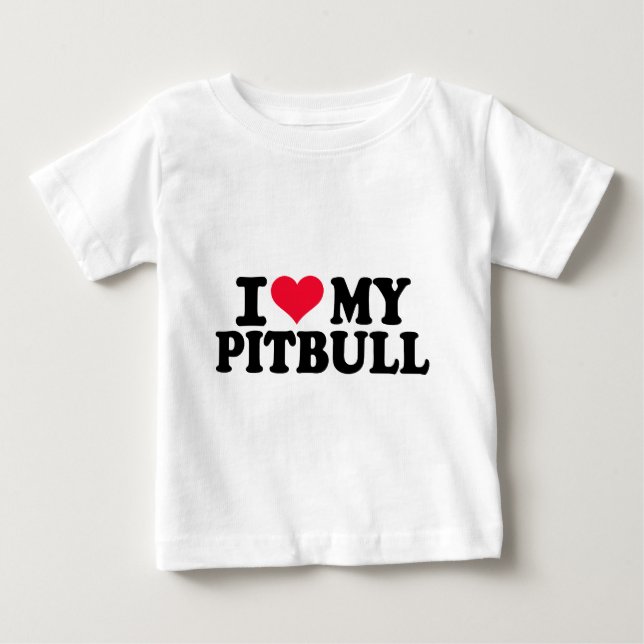T-shirt Pour Bébé J'aime mon Pitbull (Devant)