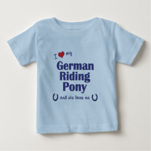 T-shirt Pour Bébé J'aime mon poney allemand d'équitation (le poney