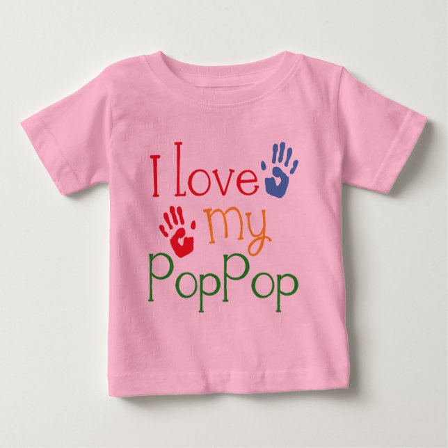 T-shirt Pour Bébé J'aime mon PopPop (Handprints) (Devant)
