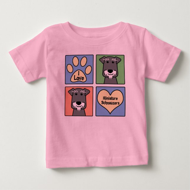 T-shirt Pour Bébé J'aime mon Schnauzer miniature (Devant)