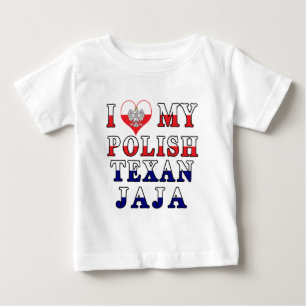 T-shirt Pour Bébé J'Aime Mon Texan Polonais Jaja