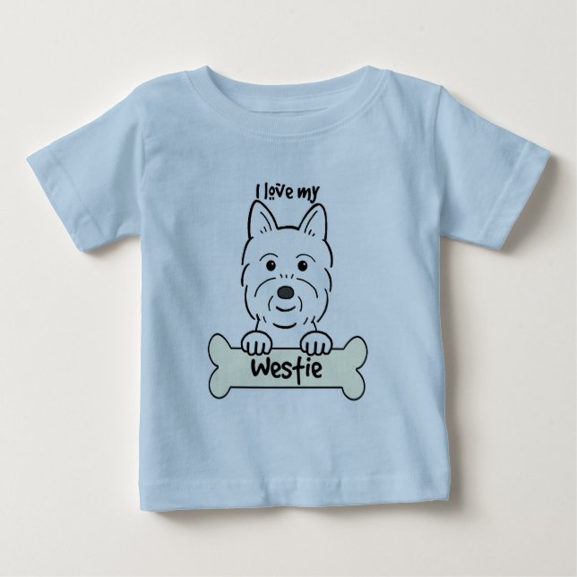 T-shirt Pour Bébé J'aime mon Westie (Devant)