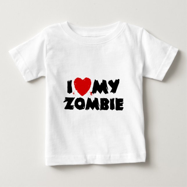 T-shirt Pour Bébé J'Aime Mon Zombie (Devant)