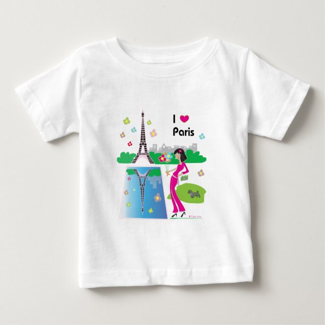T-shirt Pour Bébé J'aime Paris, France (Devant)