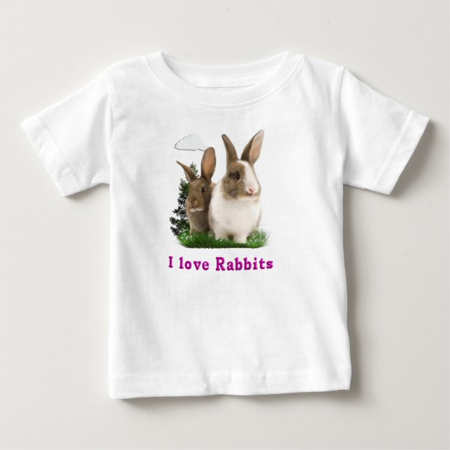 T-shirt Pour Bébé J'aime Rabbitts (Devant)